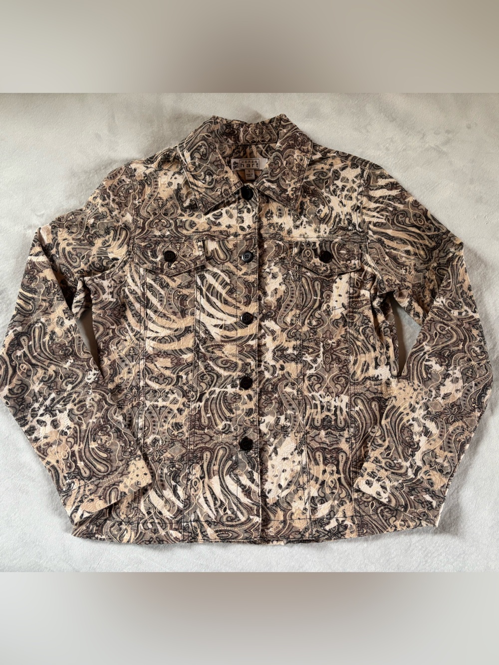 Keren Hart paisley print jacket in neutral brown + tan tones 🤎 S